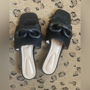 Adrienne Vittadini Black Slide Sandals Size 8